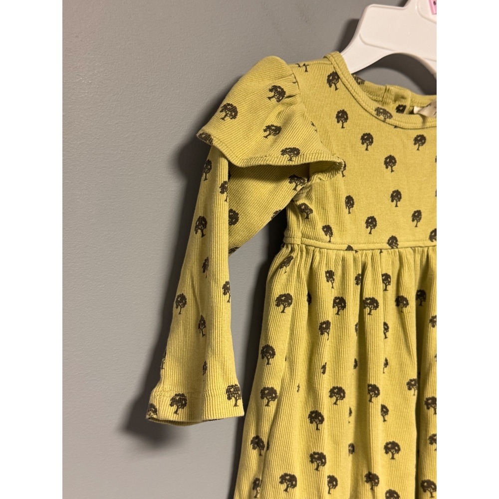 Kate Quinn 2T Green Tree Print Organic Cotton Rib Ruffle Dressed Boho Chic Fall - Picture 7 of 8